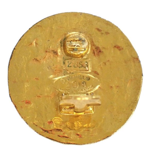CHANEL CC Logo Round Button Earrings 28 Clip-On GHW France Vintage - Picture 8 of 8